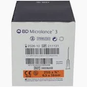 Aiguille Hypodermiques 25g - 25 x 0,50mm / BD Microlance - Boîte de 100 Orange