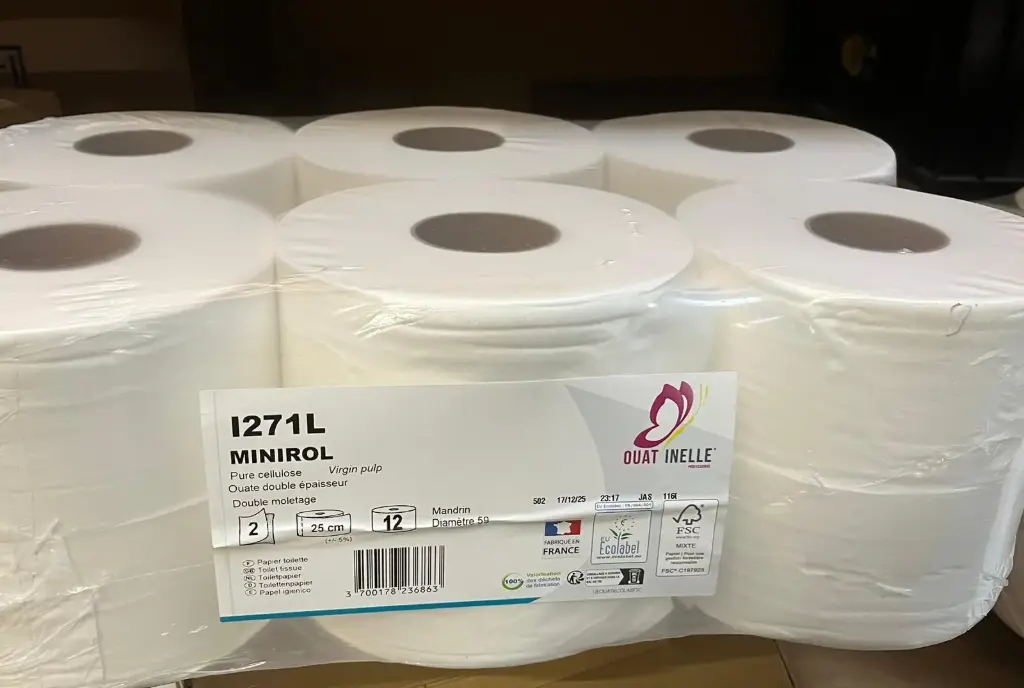 Bobine Papier hygiénique MINIROL 200m - Pack de 12x180m