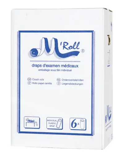 Draps d'examen plastifiés bleus - Carton de 6 rouleaux  /6x132F
