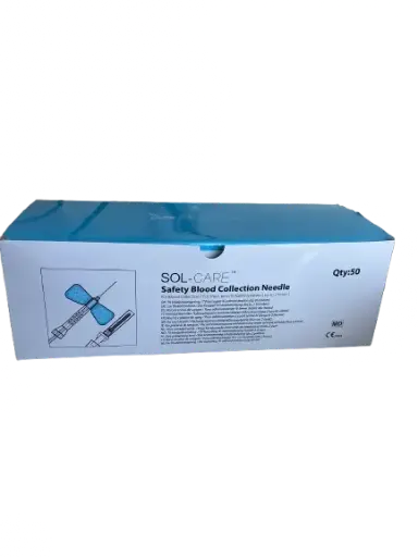 [110201030032] Aiguille de sécurité pour prélèvement sanguin 23G x3/4"x7" (0,6mmx19mmx178mm) / SOL-Millennium - Boîte de 50 